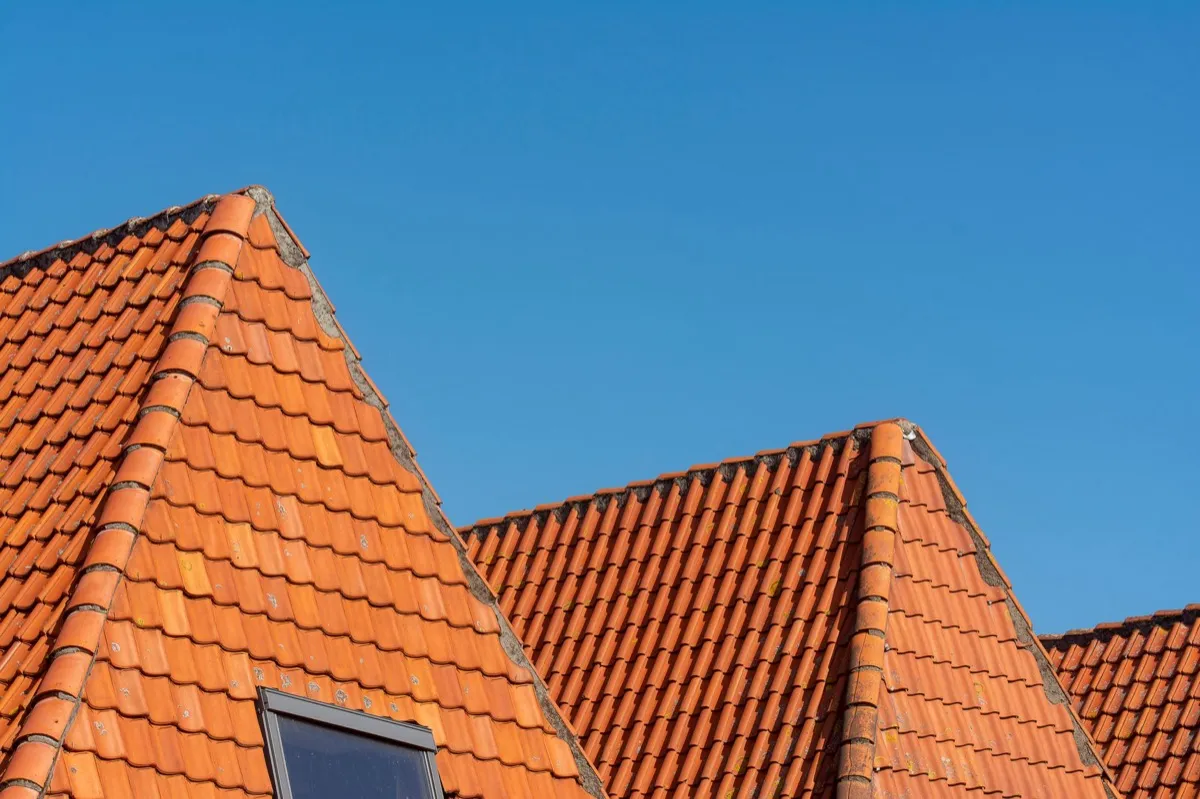 Clay barrel tile rooflines on homes in Midland, TX